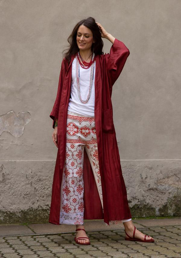 Rose & Lini THE ROSE IBIZA SILK “GOWN KIMONO” BRICK RED Affare Del Giorno