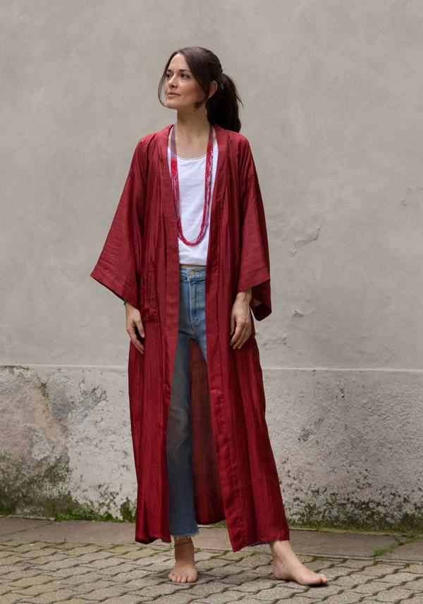 Rose & Lini THE ROSE IBIZA SILK “GOWN KIMONO” BRICK RED Affare Del Giorno