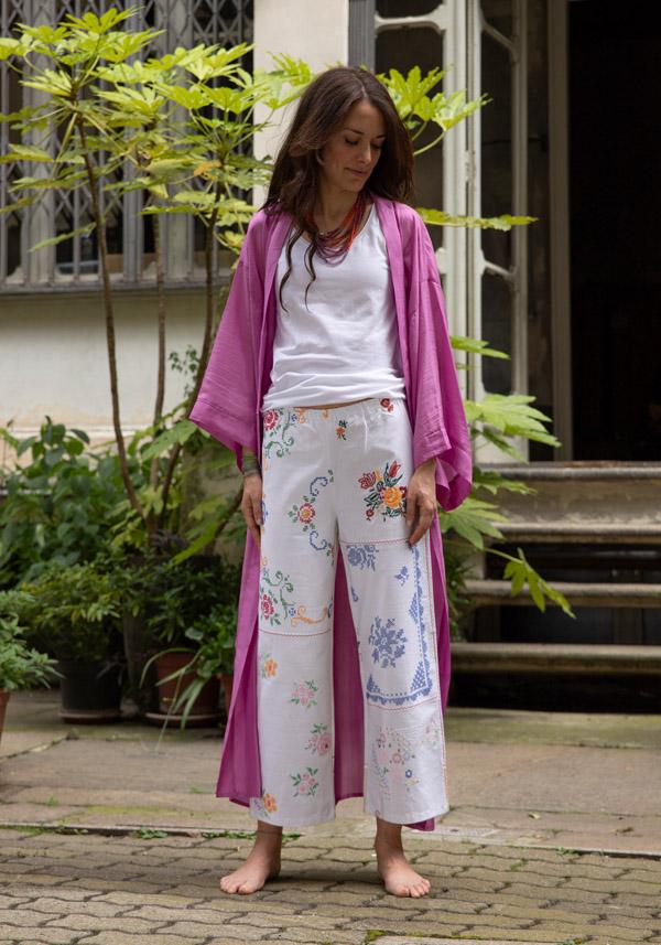 Rose & Lini THE ROSE IBIZA SILK “GOWN KIMONO” HOT PINK Prezzo Ridotto