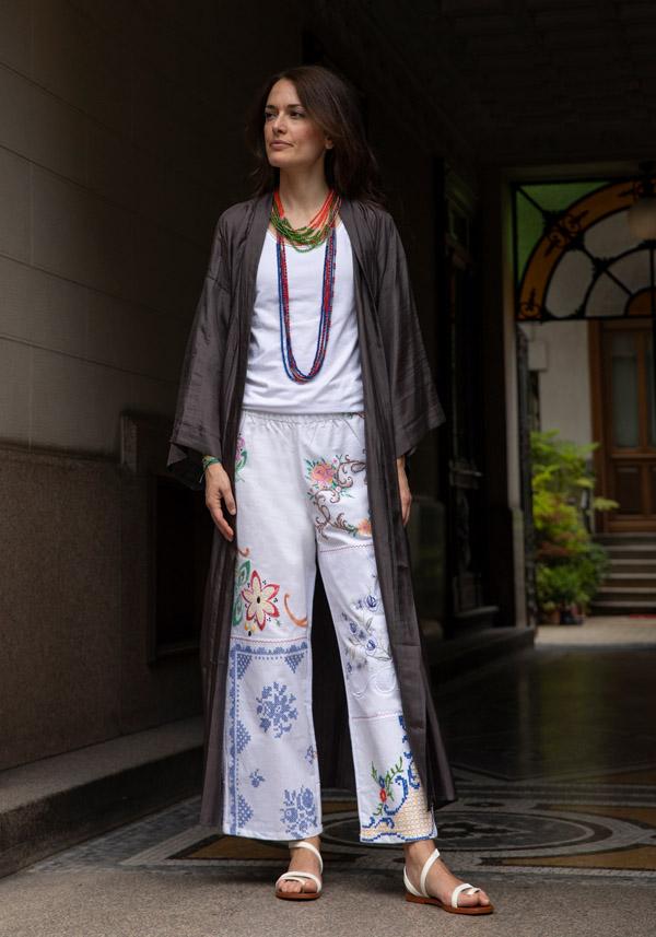 Rose & Lini THE ROSE IBIZA SILK “GOWN KIMONO” CHARCOAL Novità
