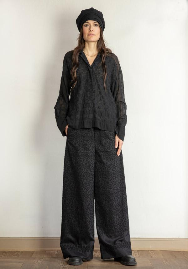 Rose & Lini ANTIPAST COTTON & SILK EMBROIDERED “TROUSERS EP210” BLACK Outlet