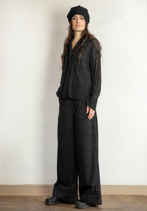 Rose & Lini ANTIPAST COTTON & SILK EMBROIDERED “TROUSERS EP210” BLACK Outlet