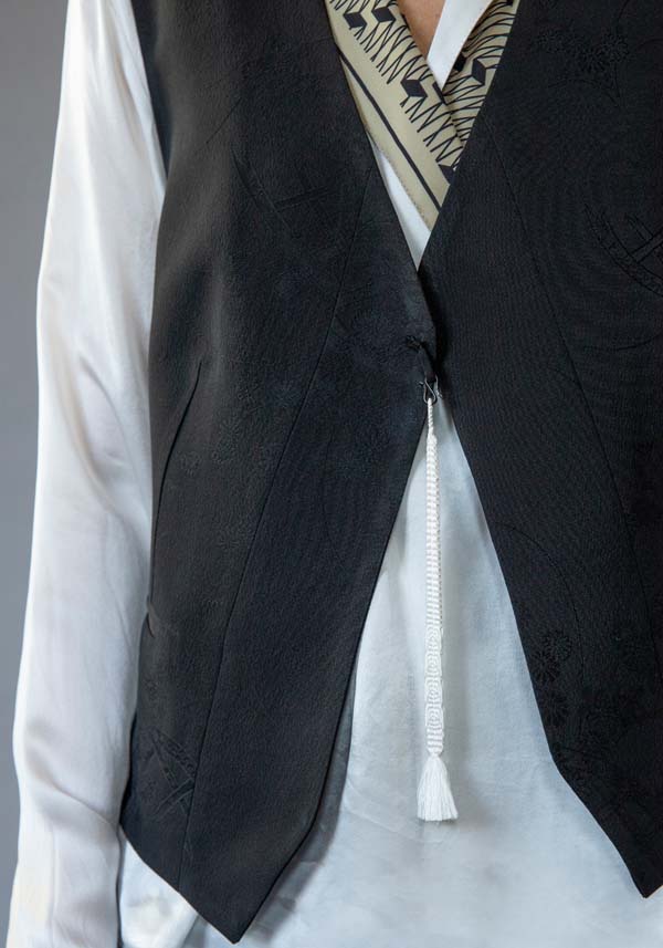 Rose & Lini IBRIGU SILK “GILET 011K” BLACK & WHITE Saldi