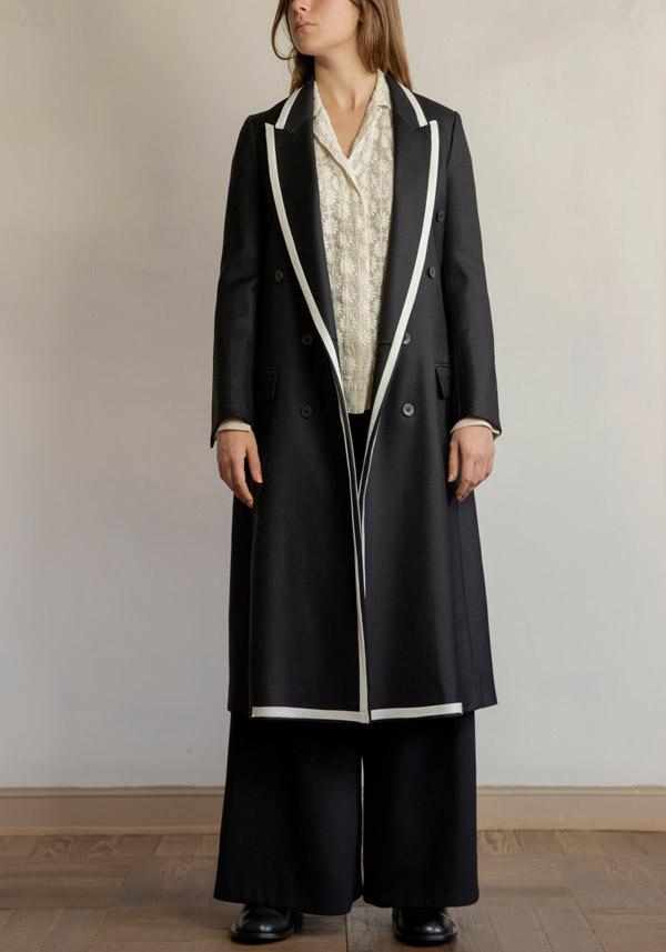 Rose & Lini IBRIGU UNIQUE SILK COAT “920” BLACK Vendita Economica