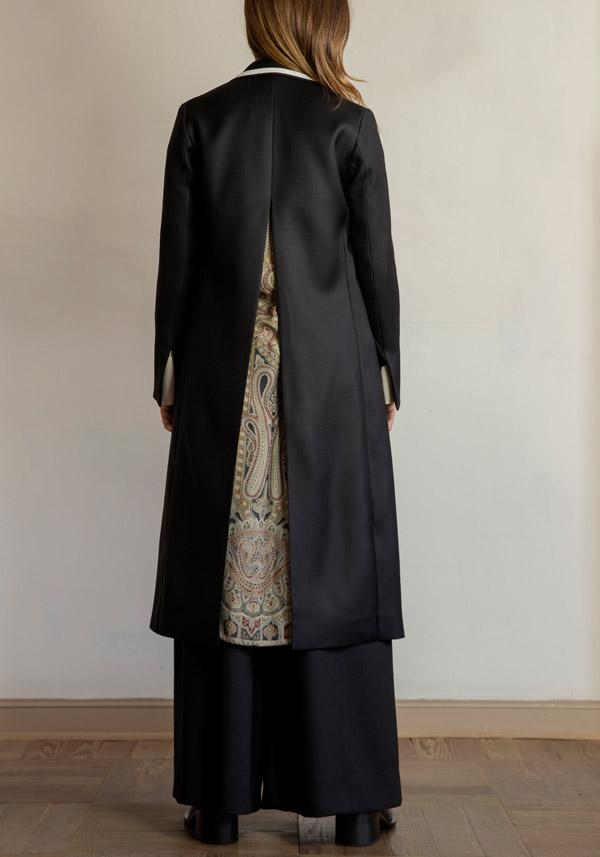 Rose & Lini IBRIGU UNIQUE SILK COAT “920” BLACK Vendita Economica