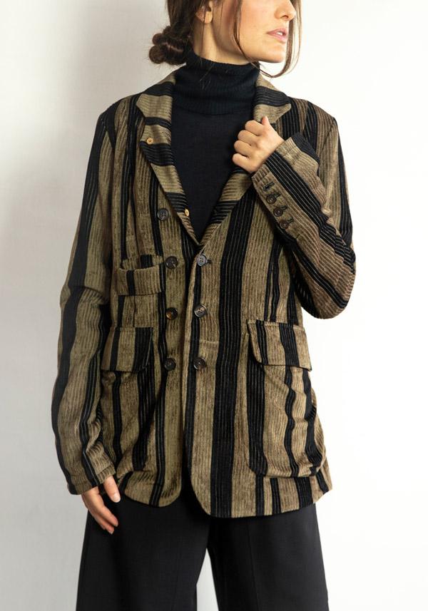 Rose & Lini ALEKSANDR MANAMIS STRIPED “JACKET 1692” BLACK & BROWN I Più Venduti