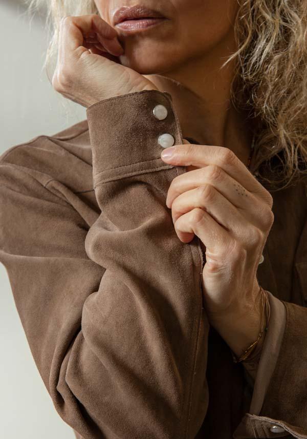 Rose & Lini DAD MILANO SUEDE “WESTERN SHIRT” TAUPE In Saldo