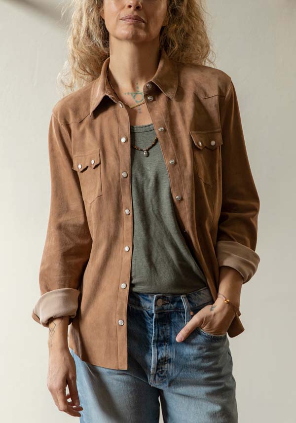 Rose & Lini DAD MILANO SUEDE “WESTERN SHIRT” CARAMEL Moda