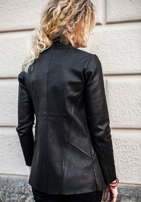 Rose & Lini GIORGIO BRATO BLACK LEATHER JACKET 13070 Nuovo