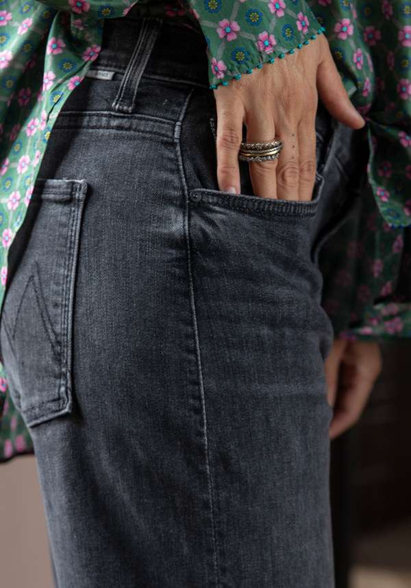 Rose & Lini MOTHER DENIM “THE DITCHER ZIP” BLACK JEANS Spedizione Gratuita