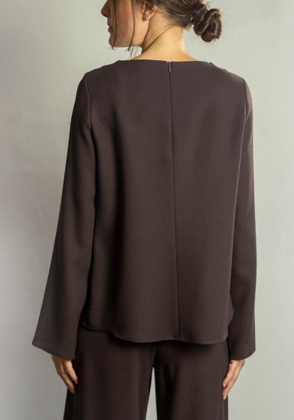 Rose & Lini STEFANO MORTARI WOOL “BLOUSE 5231” BROWN Convenienza