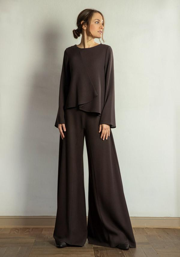 Rose & Lini STEFANO MORTARI WOOL “BLOUSE 5231” BROWN Convenienza