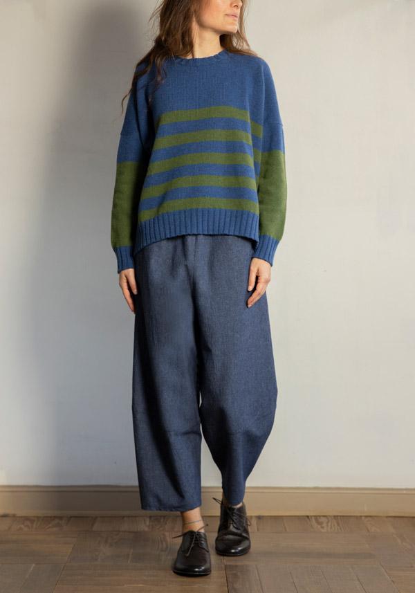 Rose & Lini CRISTINA BONFANTI WOOL “DIDO” DENIM PANTS Limitato a 3 giorni