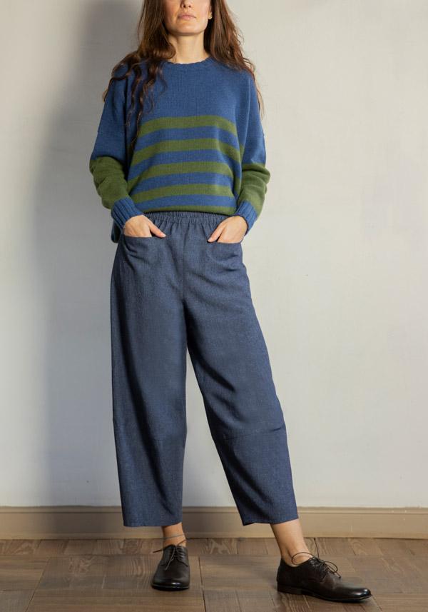 Rose & Lini CRISTINA BONFANTI WOOL “DIDO” DENIM PANTS Limitato a 3 giorni