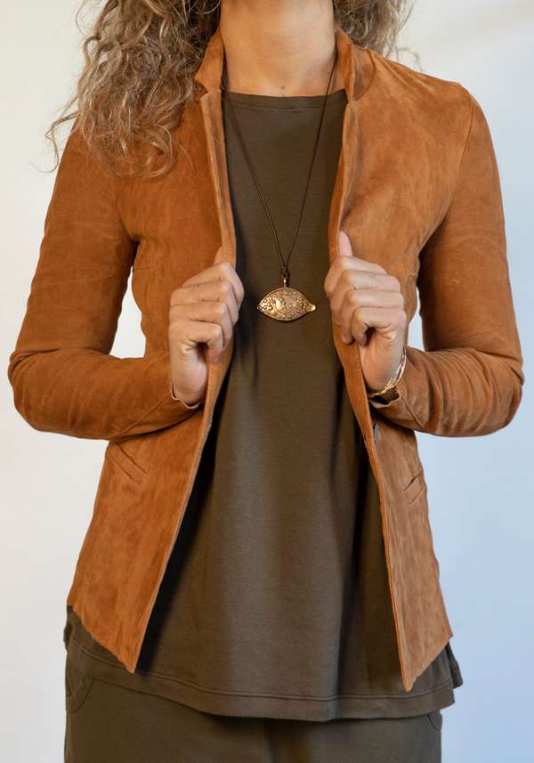 Rose & Lini GIORGIO BRATO CAMEL SUEDE JACKET 9593 Sconto