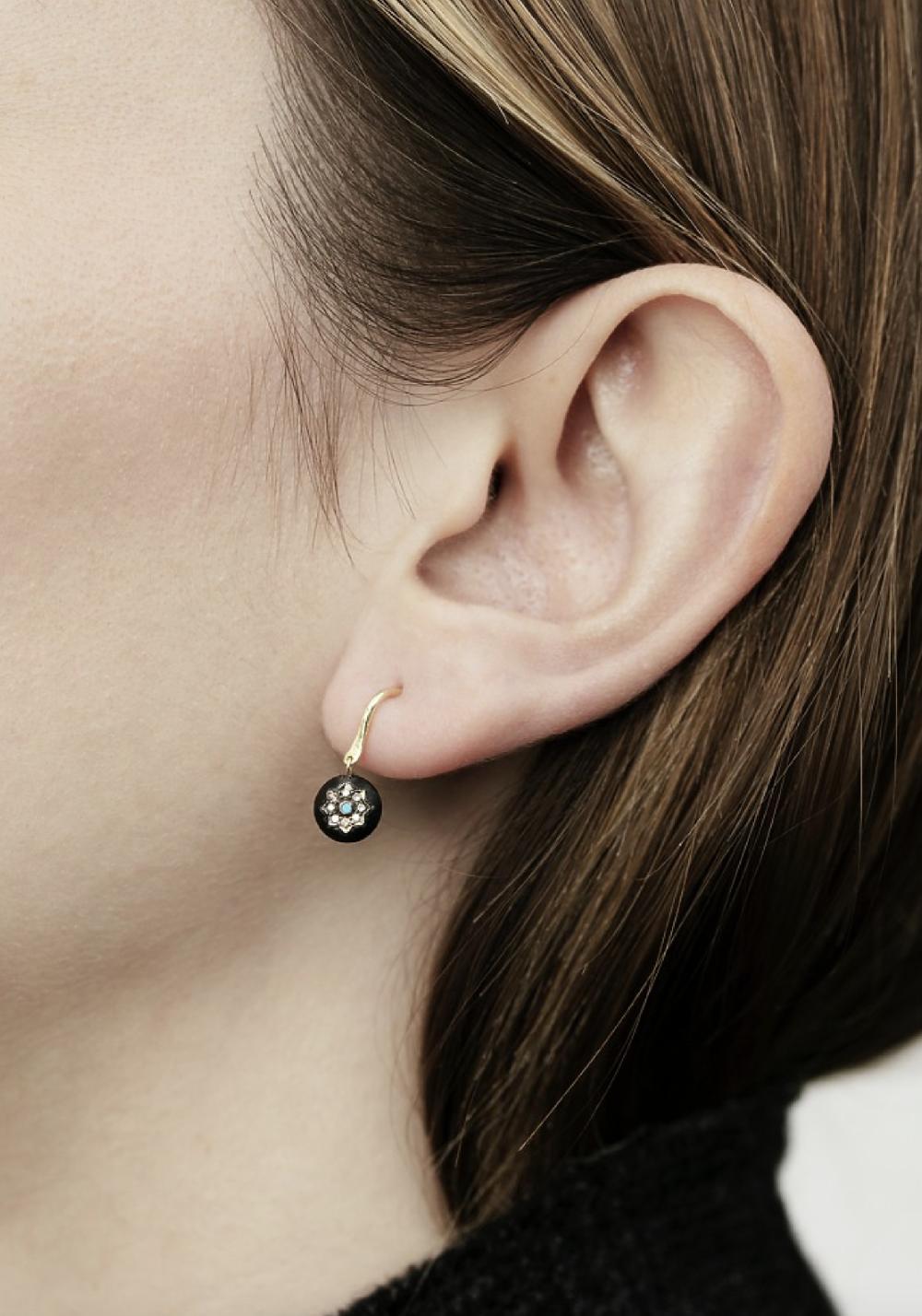Rose & Lini 5 OCTOBRE “ISA” BLACK EARRINGS Economico