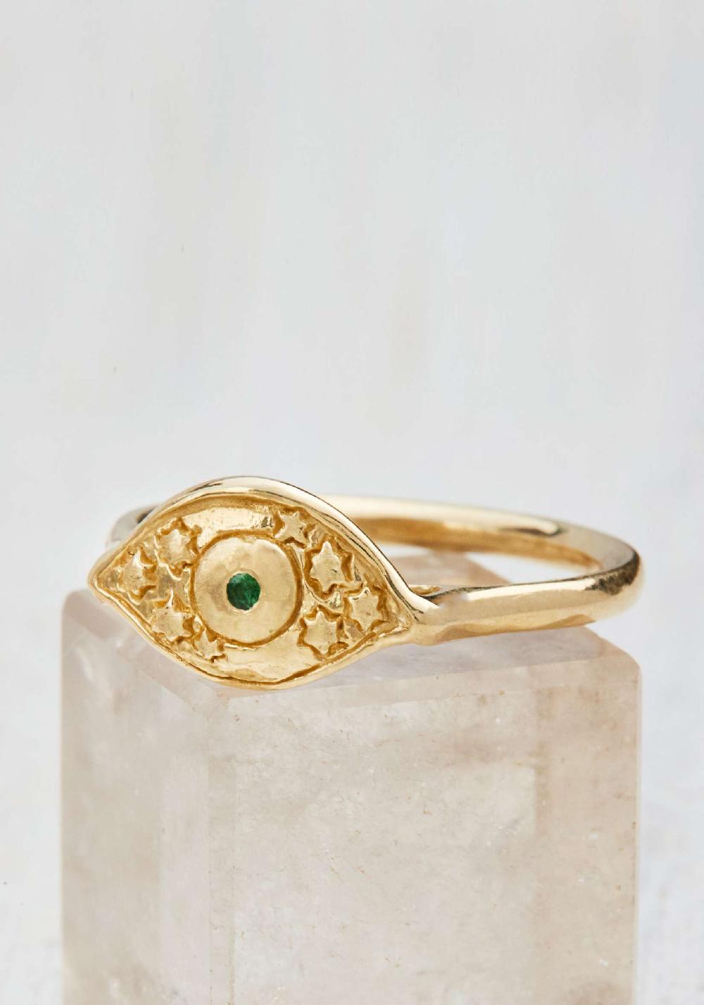 Rose & Lini CATHERINE MICHIELS “MINI EVIL EYE” GOLD RING Moda