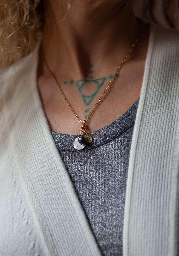 Rose & Lini 5 OCTOBRE “HOLLY D” GOLD & SILVER NECKLACE In Vendita
