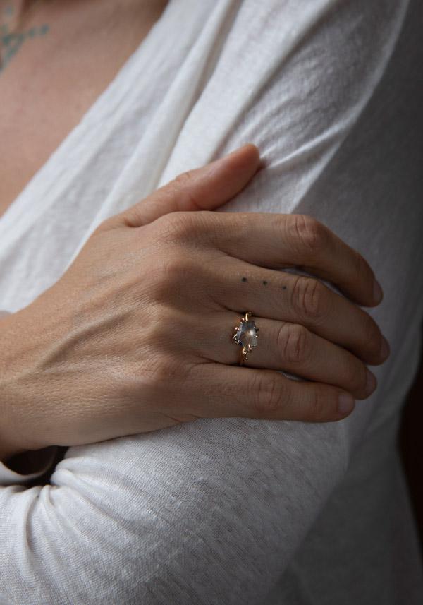 Rose & Lini VARIANCE OBJECTS “SMALL SAPPHIRE” ROSE GOLD RING #8 Moda