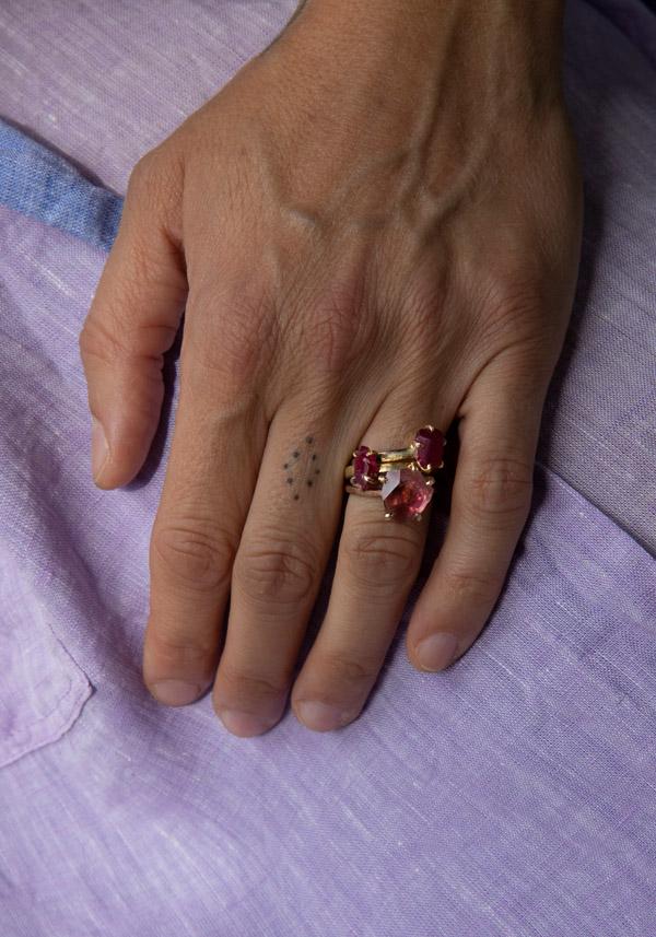 Rose & Lini VARIANCE OBJECTS “PINK TOURMALINE MEDIUM STONE” GOLD RING || Size 52 Italy