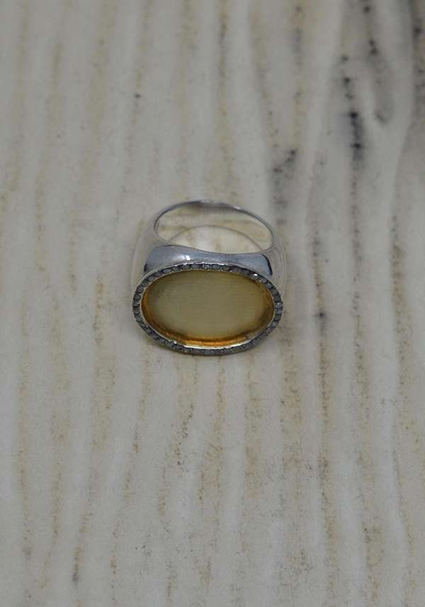 Rose & Lini ROSAMARIA SILVER GOLD & DIAMONDS “AMANI” RING Offerte esclusive