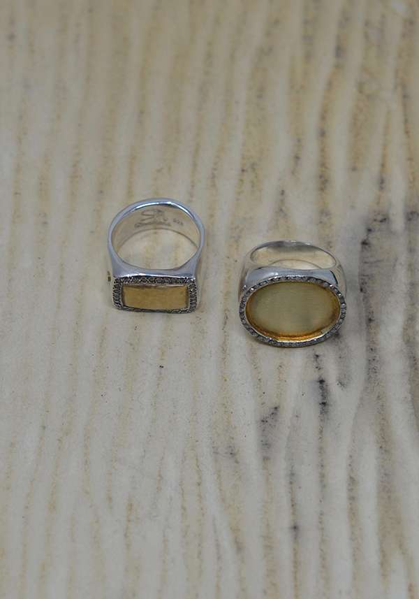 Rose & Lini ROSAMARIA SILVER GOLD & DIAMONDS “AMANI” RING Offerte esclusive