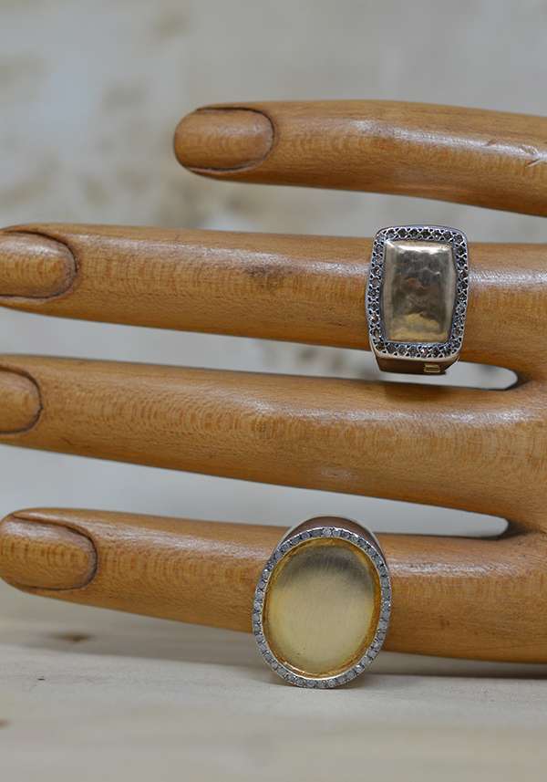 Rose & Lini ROSAMARIA SILVER GOLD & DIAMONDS “AMANI” RING Offerte esclusive