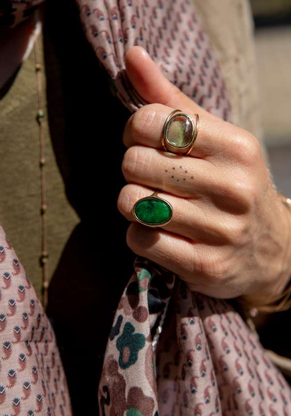 Rose & Lini MAITEA GOLD & JADE RING Vendita Economica