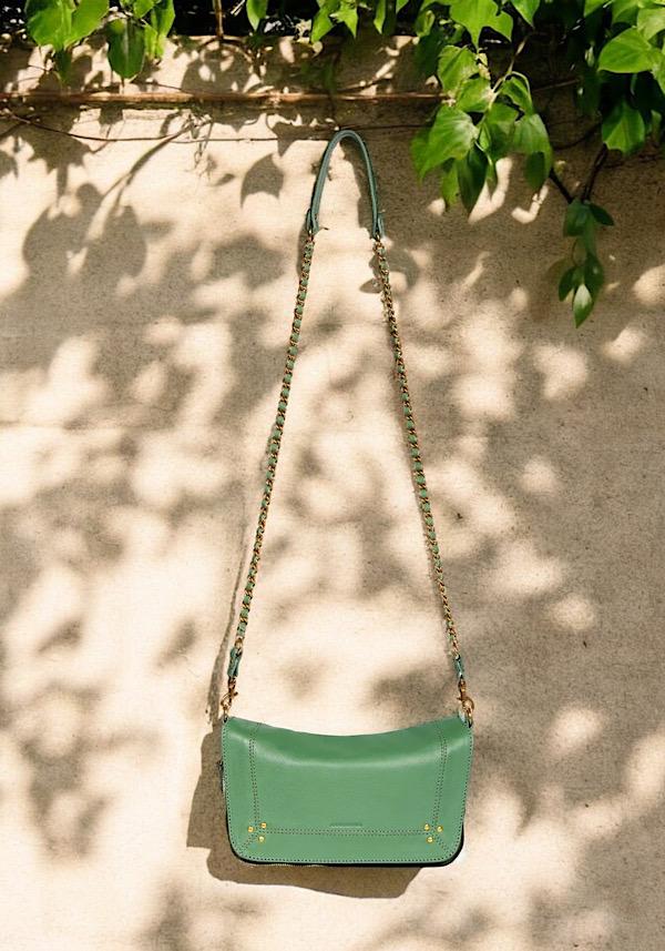 Rose & Lini JÉRÔME DREYFUSS “BOBI S” CELADON GREEN LEATHER BAG Trasporto libero internazionale