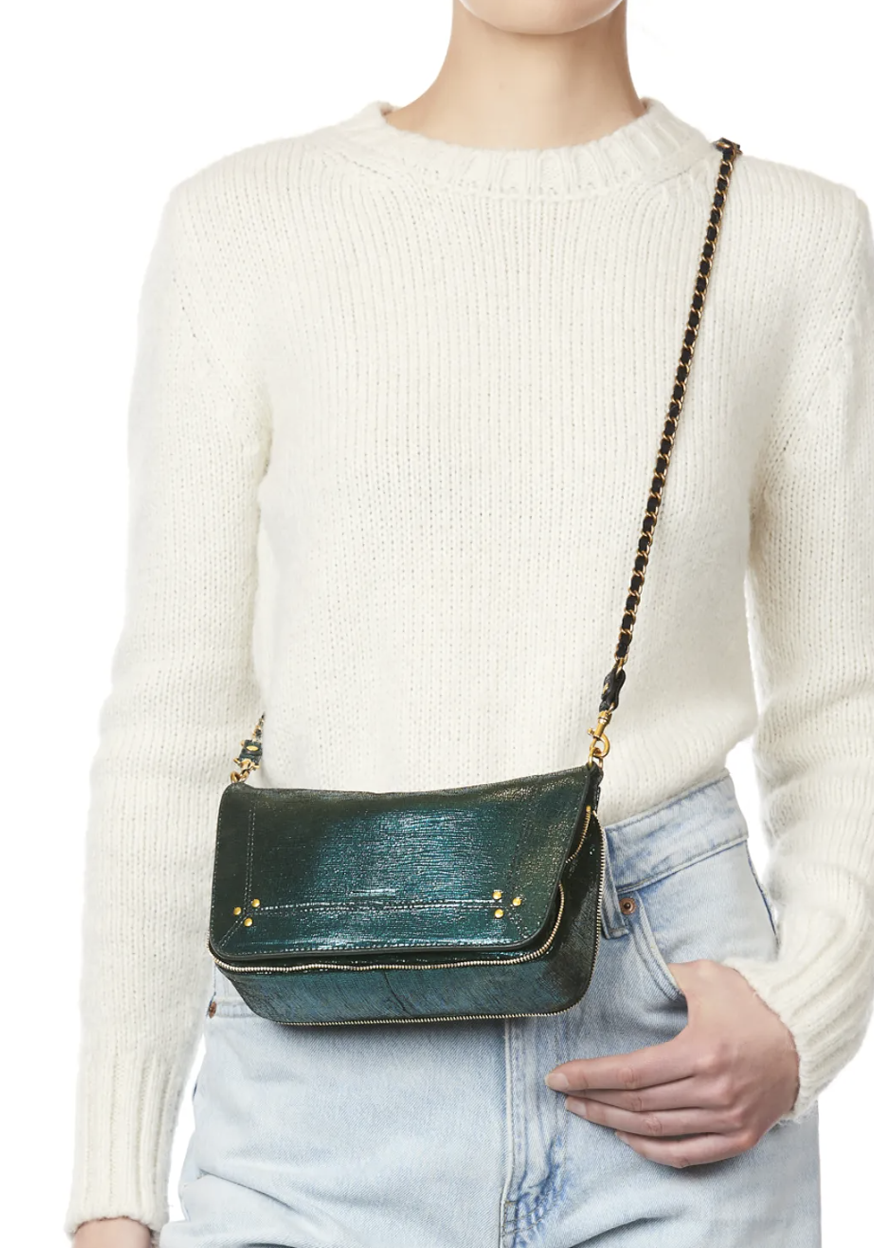 Rose & Lini JÉRÔME DREYFUSS “BOBI S” LAMÈ GREEN BAG Officina