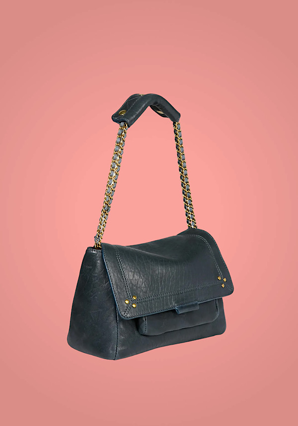 Rose & Lini JÉRÔME DREYFUSS “LULU M” BUBBLE PETROL LEATHER BAG In vendita