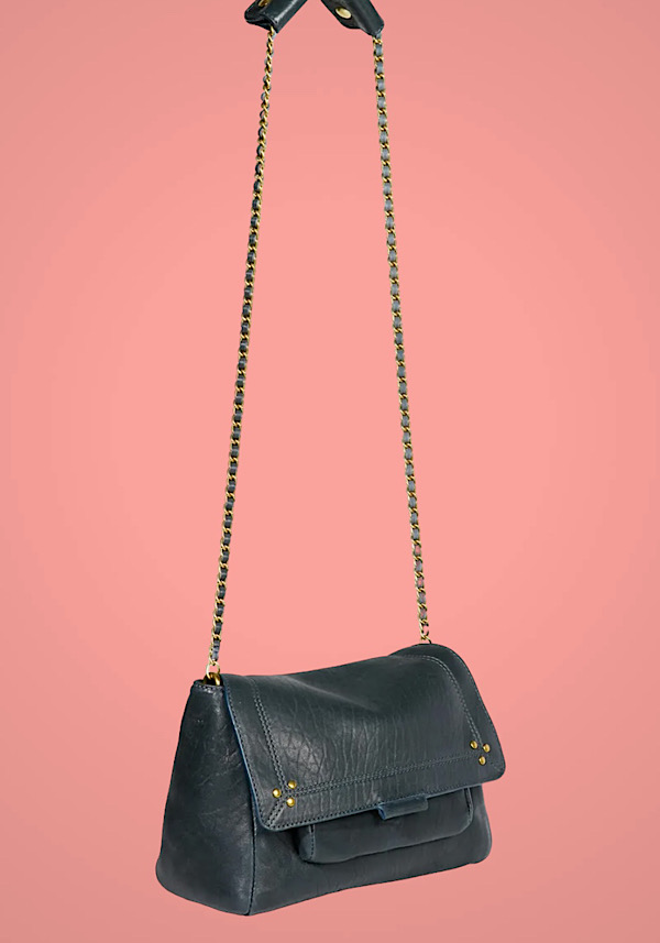 Rose & Lini JÉRÔME DREYFUSS “LULU M” BUBBLE PETROL LEATHER BAG In vendita