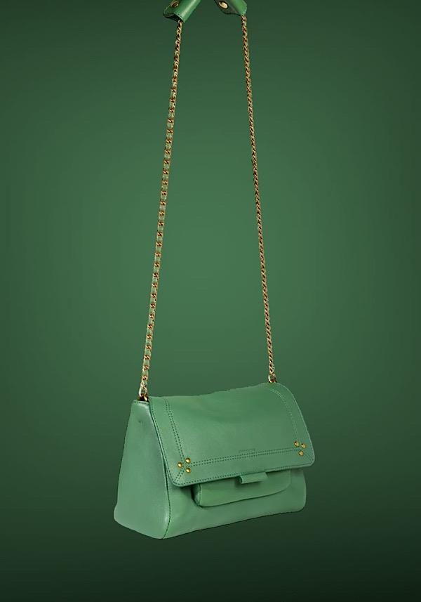 Rose & Lini JÉRÔME DREYFUSS “LULU M” CELADON GREEN LEATHER BAG Duty-free