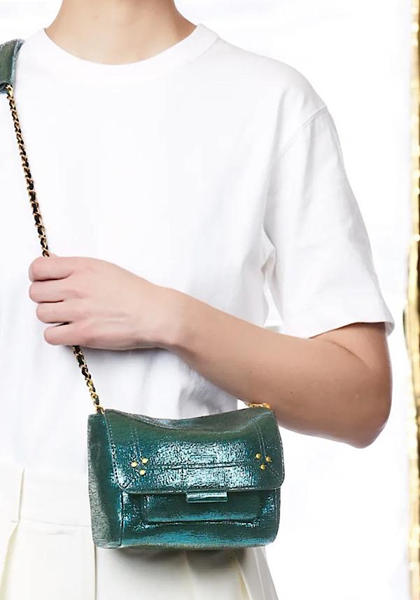 Rose & Lini JÉRÔME DREYFUSS “LULU S” LAMÈ GREEN BAG Sconti questo mese