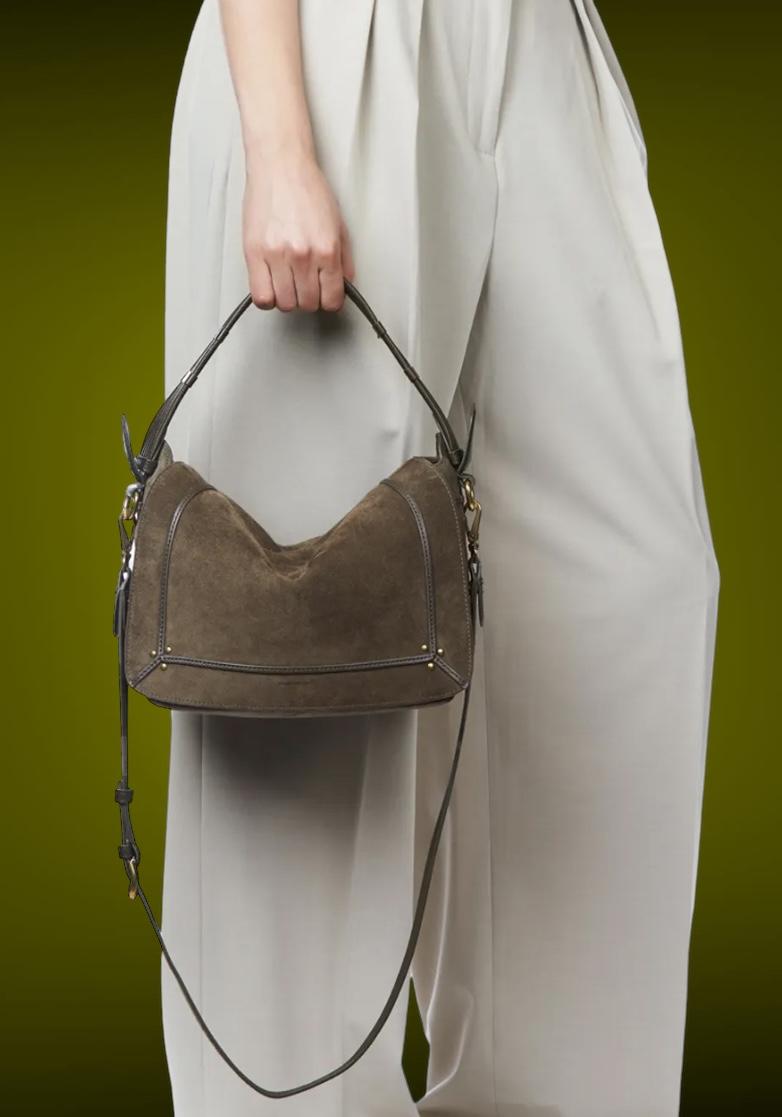 Rose & Lini JÉRÔME DREYFUSS “PEPITO M” SAVANE SUEDE LEATHER BAG In Linea