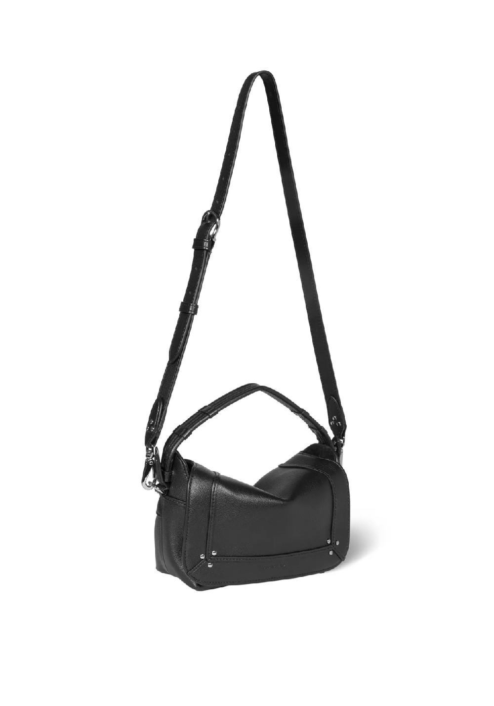 Rose & Lini JÉRÔME DREYFUSS “PEPITO S” BLACK & SILVER LEATHER BAG Nuovo
