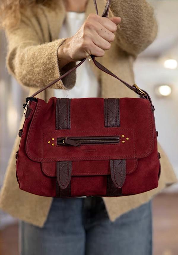 Rose & Lini JÉRÔME DREYFUSS “JOE S” BURGUNDY SHOULDER BAG Qualità Garantita