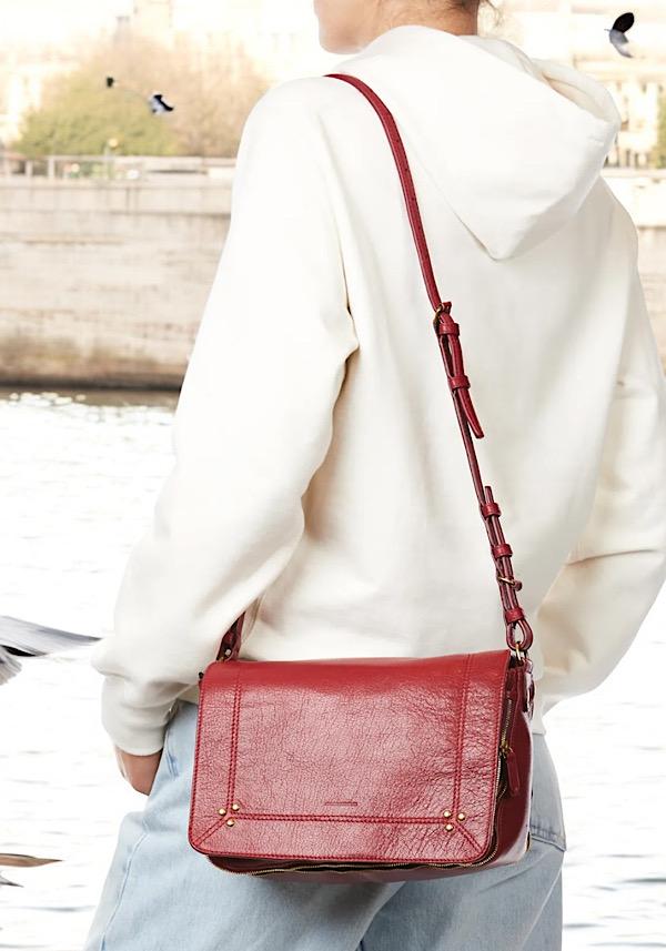 Rose & Lini JÉRÔME DREYFUSS “IGOR” RUBY LEATHER BAG Consegna Veloce
