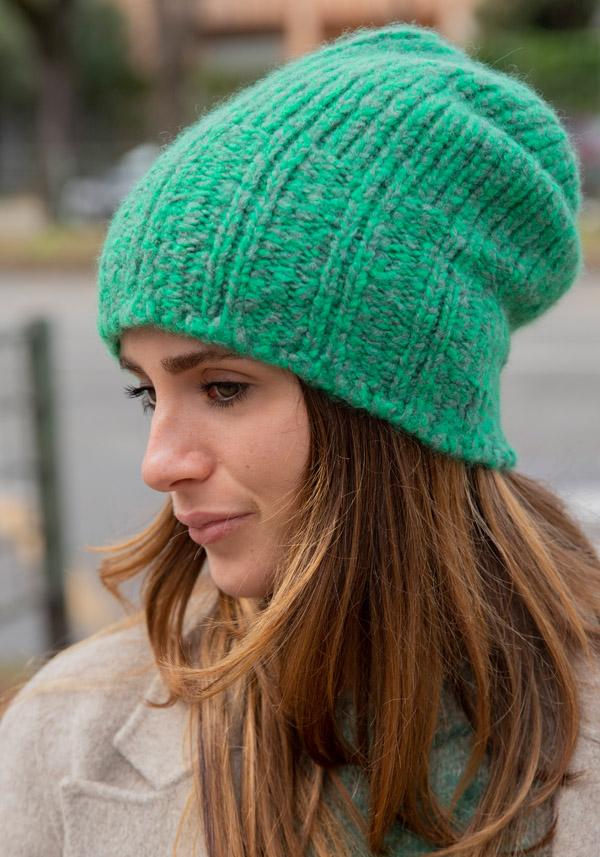 Rose & Lini DANIELAPI CASHMERE & SILK “IGLOO” GREEN BEANIE Vendita Calda