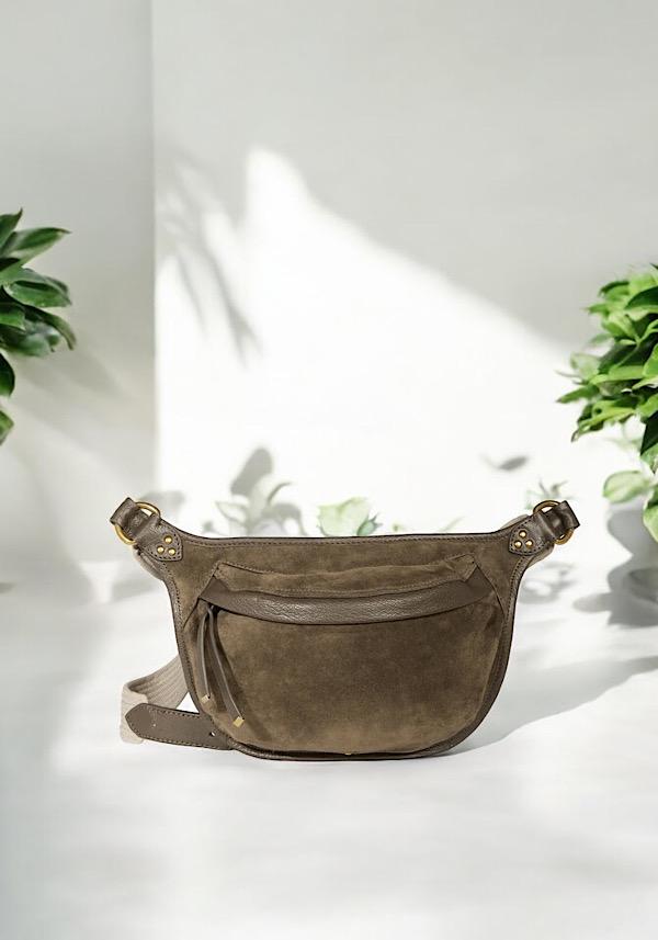 Rose & Lini JÉRÔME DREYFUSS “STAN BANANE” SAVANE SUEDE LEATHER BAG Prezzo di fabbrica