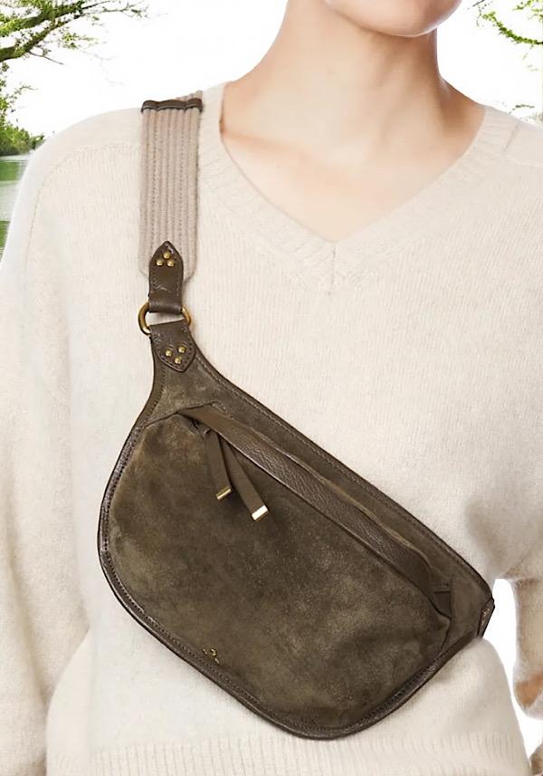 Rose & Lini JÉRÔME DREYFUSS “STAN BANANE” SAVANE SUEDE LEATHER BAG Prezzo di fabbrica