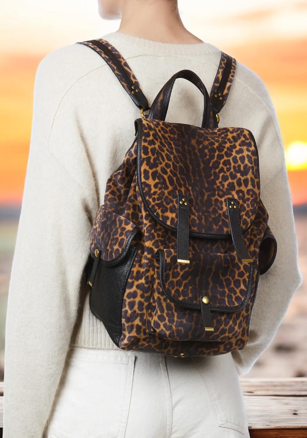 Rose & Lini JÉRÔME DREYFUSS “STAN” LEOPARD SUEDE LEATHER BACKPACK Offerta speciale