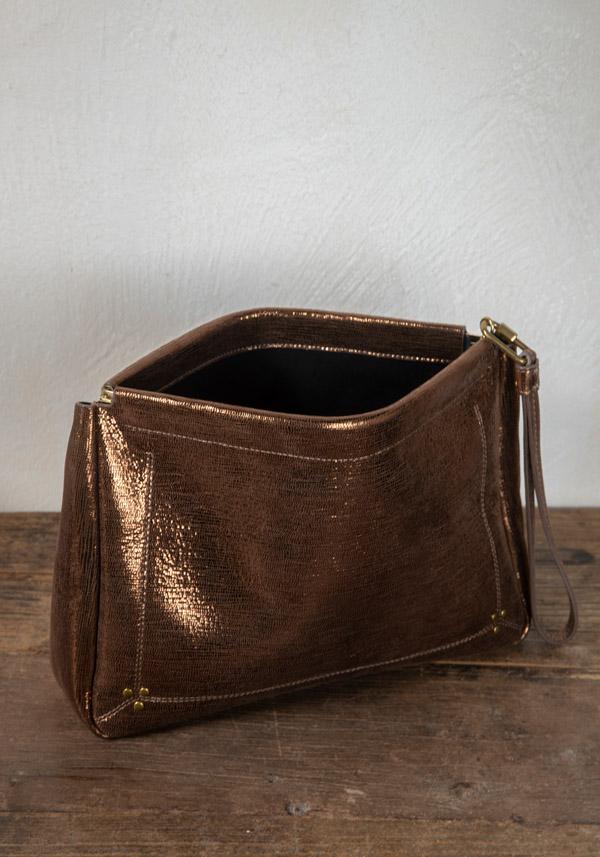 Rose & Lini JÉRÔME DREYFUSS “CLIC CLAC XL” LAMÈ BRONZE CLUTCH BAG Black Friday
