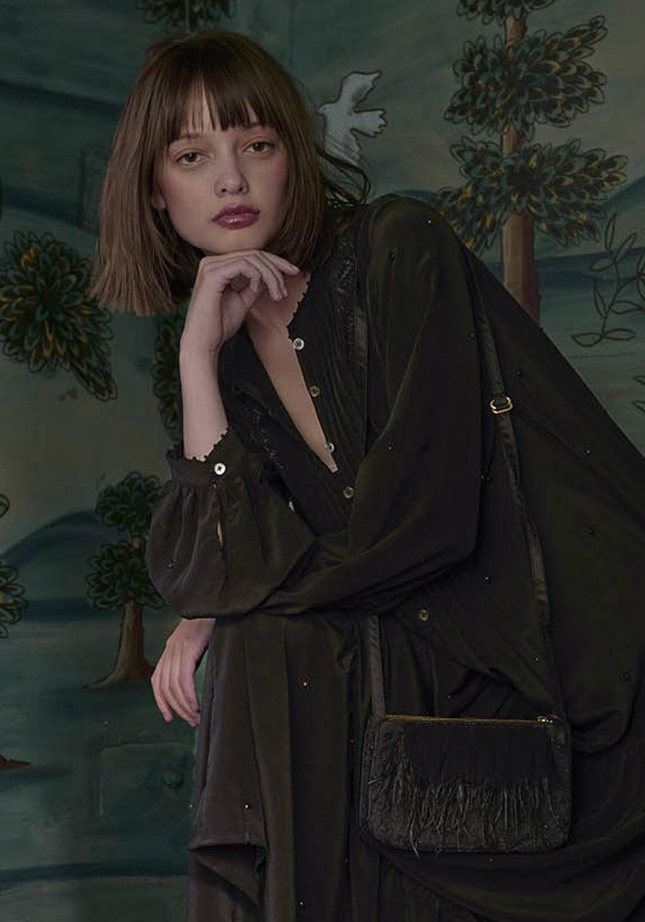 Rose & Lini AN AN LONDREE SILK “DOUBLE BAG WFO” BLACK Offerta natalizia