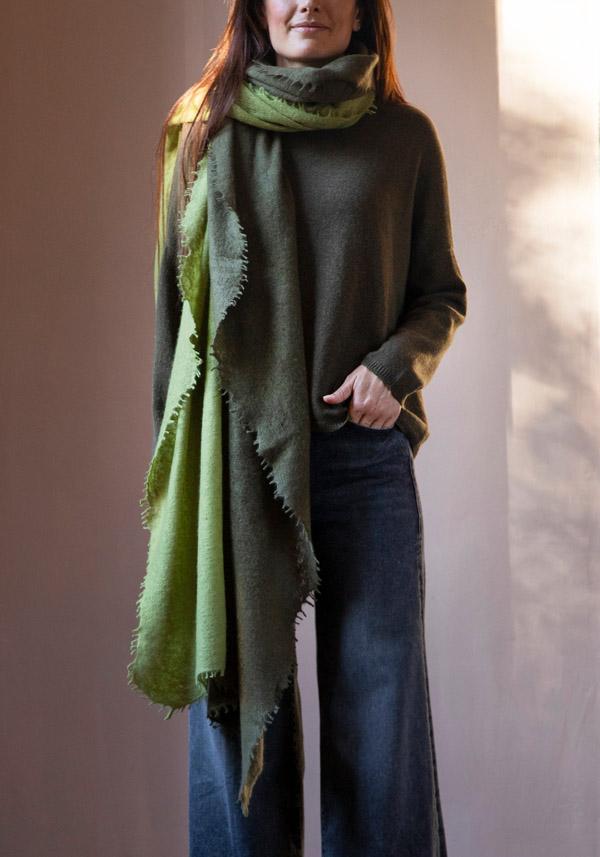 Rose & Lini MIRROR IN THE SKY CASHMERE “OPEN KNITTED DEGRADEE” LAUREL & MOSS SCARF Consegna Veloce