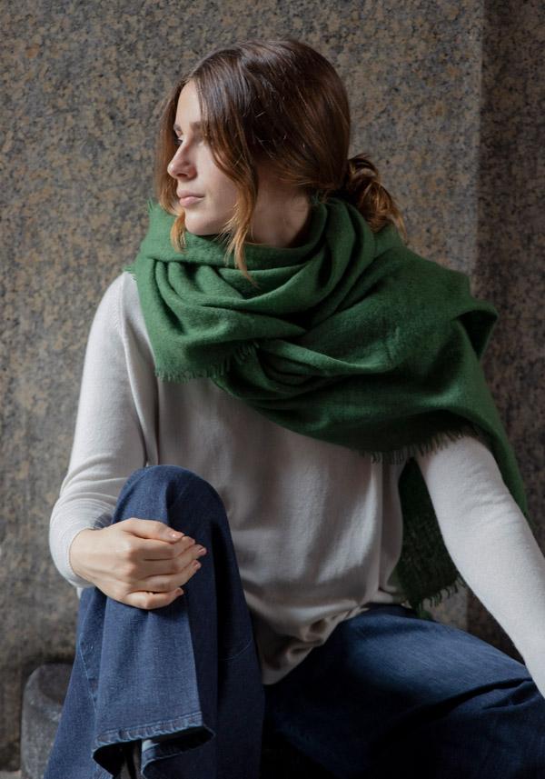 Rose & Lini MIRROR IN THE SKY CASHMERE “OPEN KNITTED” HERB SCARF Shopping Online