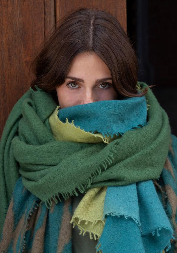 Rose & Lini MIRROR IN THE SKY CASHMERE “OPEN KNITTED” HERB SCARF Shopping Online