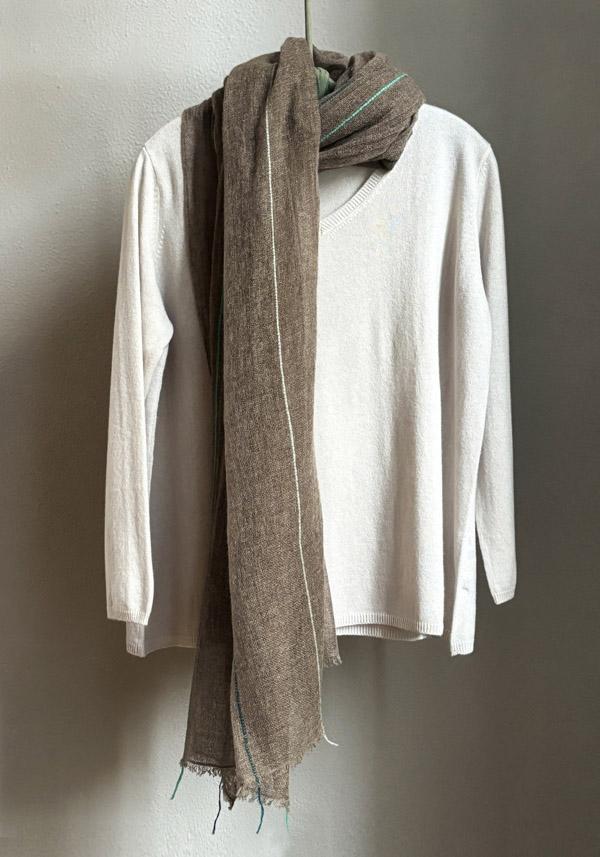 Rose & Lini MIRROR IN THE SKY CASHMERE “SOHO BABY SHAWL” COFFEE & GREENS Novità