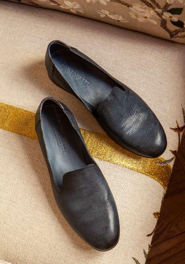 Rose & Lini PANTANETTI INDACO LIZARD “FLAT SHOES 15128” Offerta Pasqua