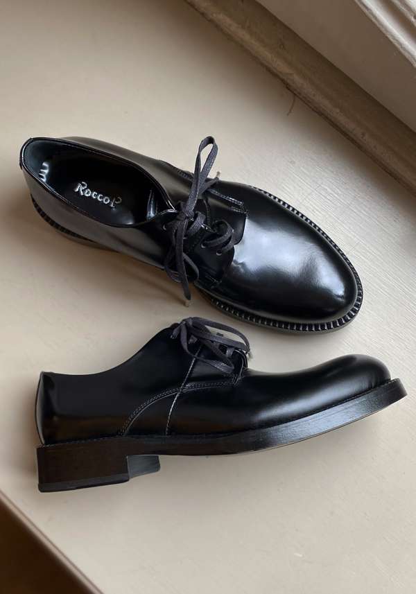 Rose & Lini ROCCO P. “SHOES 17612” BLACK LEATHER SHOES Offerta Anniversario
